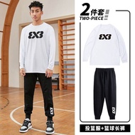 Mens Basketball T-Shirt And Long Pants Sportswear Set Quick Dry Breathable round Neck Pullover Polye