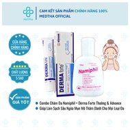 Combo Namiphil Facial Cleanser + Derma Forte Regular & Advance - Helps Cleanse and Reduce Acne and D