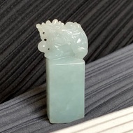天然緬甸玉 翡翠玉印 招財貔貅印章 飛天貔貅 3 免費開光