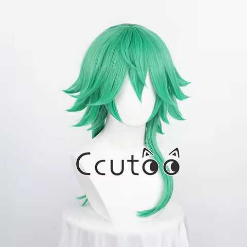 Game LOL Cosplay Ezreal Wig Anime Heartsteel Ezreal Cosplay Wig Green Scalp Wig Heat Resistant Synth
