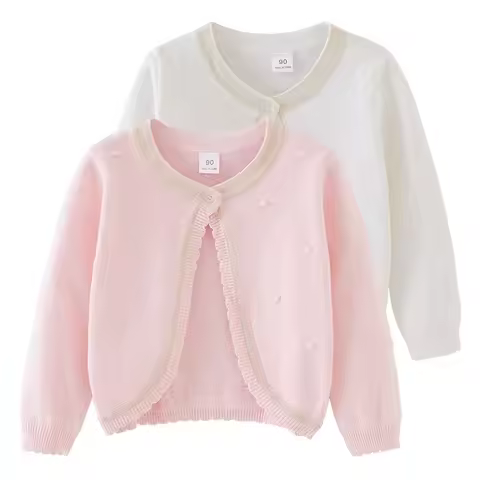 pink girls cardigan polka dot thin 100% cotton children's knit sweater 1 2 3 4 5 6 years old childre