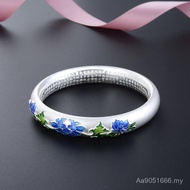 Enamel Pure Silver Female Bracelet Matte Gift Closed Mouth Sterling Silver Gift Mother Inheritance H