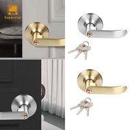 SUPERSTAR Interior Reversible Door Lock Lever Satin Brass Finish Straight Lever Privacy Door Handle Door Knob Easy To Install Hardware Lockset For Left/Right Handed