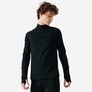 KALENJI Men's Quick-Dry 1/4-Zip Long-Sleeved Running T-Shirt RUN 100 - Black