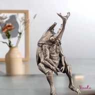 YosunRui] Antique Brass Realistic Beetle Sculpture Dual Horned Beetle Figurine With Intricate Detail