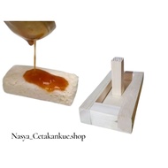 Wooden lempok mold + press / durian dodol mold size L.12cm x W.4 x H.1.8cm
