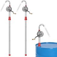 QWORK Aluminum Drum Rotary Hand Pump, 2 Pack Barrel Pump Hand Crank Oil Gas Barrel Drum Pump Rotary 