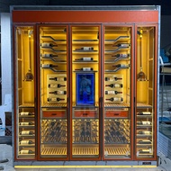 Stainless Steel Oak Veneer Constant Temperature Wine Cabinet Combination Wall-Mounted Integrated Lig
