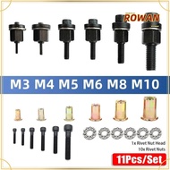 ROWANSG 11Pcs/Set Hand Rivet Nut, For Rivet Nut Torch Mandrel Staple Manual Riveter Tool, Electric R