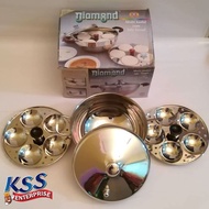 10 Idly Diamond Stainless Steel Multi Kadai With Idly Vessel Steamer Cookware