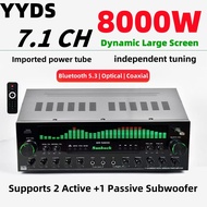 8000W Power Amplifier 7.1 Channel Home Theater Karaoke Amplifier Bluetooth Stereo Surround Sound AV 