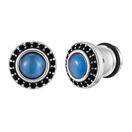 Vnox Small Black Stone Stud Earrings for Men BoysVintage Stainless Steel Ear StudsTrendy September B