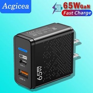 Acgicea GaN 65W Fast Charger USB C Charger PD Quick Charge 3.0 for Xiaomi Samsung iPhone Cell Phone C
