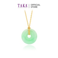 TAKA Jewellery Round Jade Pendant  with 9K Chain