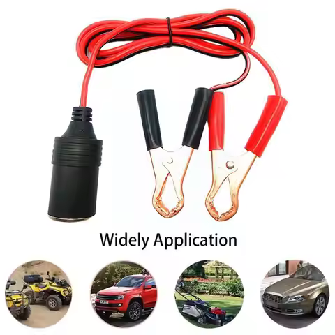 12V Power Car Cigarette Lighter Female To Alligator To Extension Auto Battery Adapter Clip Terminal 
