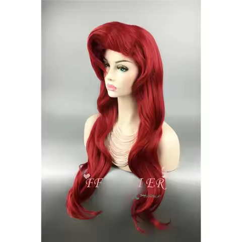 Ariel Princess Cosplay Wig Red Wavy Hair Role Play For Women Halloween Party dt'99