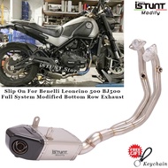 Motorcycle Exhaust Full System Modified Bottom Row Muffler Escape Front Link Pipe Slip On For Benelli Leoncino 500 BJ500