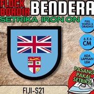 Cusss order] IRON-ON Emblem Badge Patch IRON-ON Flock FLAG EMBROIDERY State - FIJI [S01] Shield List