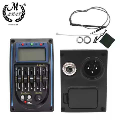 M MBAT Acoustic Guitar Pickup 5 Bands EQ Preamp LCD Tuner Piezo Pickup Equalizer System Musical Inst