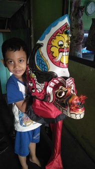 Barongan anak - Barongan Anak umur 10 Devil asli 1 set Anak2 Laki laki Pecut Bopo 2 meter asli Baron