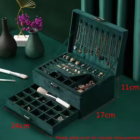New 3 layer Vintage Jewlery box organizer and packaging ring jewelry box for Rings Earrings and Neck