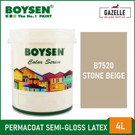 Boysen Permacoat Semi-Gloss Latex Stone Beige B7520 Acrylic Latex Paint - 4L 1tJ