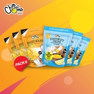 มะม่วงอบแห้งพร้อมดิปกะทิ 100กรัม และ มะพร้าวกรอบพร้อมดิปทุเรียน 65กรัม (6ซอง/แพ็ค) / Dried Mango with Coconut Milk Dip 100g and Coconut Chips with Durian Dip 65g (6Bags/Pack) (ยี่ห้อ ชิมมะ, Chimma Brand)