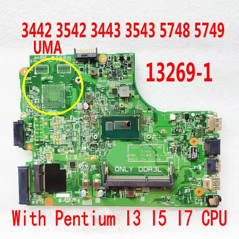 13269-1 For Dell Inspiron 15 3442 3542 3443 3543 5748 Laptop Motherboard 13269-1 FX3MC Mainboard Wit