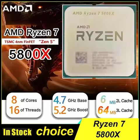AMD Ryzen 7 5800X R7 5800X Desktop Processor 3.8 GHz 8-Cores 16-Threads Socket AM4 CPU Up to 4.7 GHz