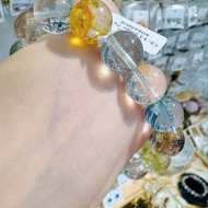精品自用冰彩托帕石水晶手珠13-13.5mm74.7g增強表達能力說服力
