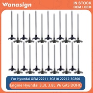 24PCS Intake & Exhaust Valve Set Fit 3.3 3.5 3.8 L For Hyundai Kia Genesis Sorent G70 G80 G90 K900 3