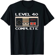 40th Birthday Ideas Level 40 Complete Gamer T-Shirt Shirt Retro Funny Cotton Mens T-shirts Normal To