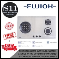 FUJIOH FH-GS5030 SVSS STAINLESS STEEL GAS HOB WITH 3 DIFFERENT BURNER SIZE + 1 YEAR LOCAL MANUFACTUER WARRANTY