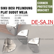 4 X Plat Siku Besi 20 X 20 X 20 MM Pelindung Sudut Meja - Table Corner Protector ( 2 X 2 X 2 CM)