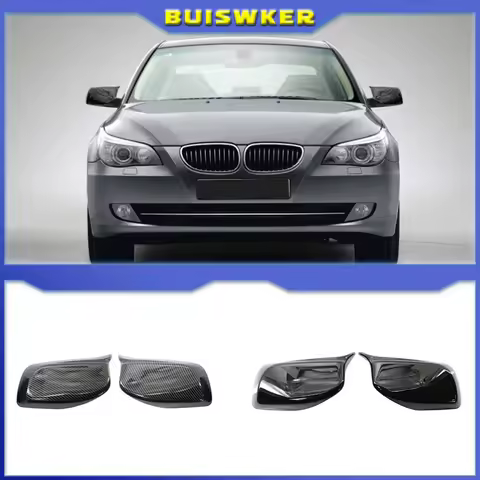 Rearview Mirror Cover Cap Carbon Fiber / Black for BMW 5 Series E60 E61 E63 E64 2004-2008 520i 525i 