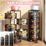 4/5 Layer Rotatable Kitchen Utility Trolley Cart Shelf Storage Rack Organizer With Wheels Stand