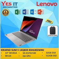LENOVO IDEAPAD SLIM 5 14Q8X9 83HL002WMJ (AI SNAPDRAGON® X PLUS X1P-42-100 8C, 32GB DDR5X, 512GB SSD,