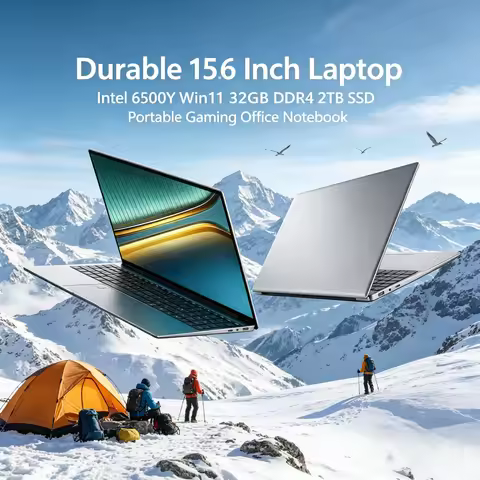Durable 15.6 Inch Laptop Intel 6500Y Win11 32GB DDR4 2TB SSD Portable Gaming Office Notebook