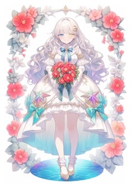 貓孩 花與妳的故事-rêve- Asahi 貼紙 在祝福之中