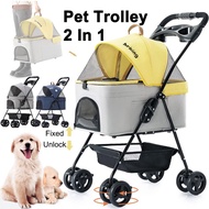 [Shipped in 48 Hours] Pet stroller Outdoor Portable Pet Trolley Removable foldable Cat Dog Stroller