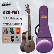 ACOUWAY 26inch Cutaway Ukulele Tenor Ukelele 2A Solid Mahogany Top Glossy Finish D'Addario String