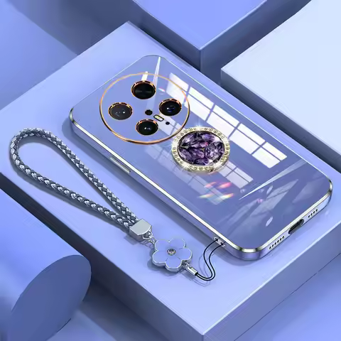 Mate70pro Case Luxury Diamond Ring Cover For Huawei Mate 70 60 50 30 pro 20x Phone Case With Flower 