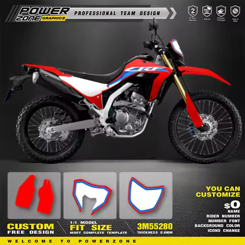 PowerZone Custom Team Graphics Backgrounds Number Name Decals Stickers Kit For HONDA CRF300L 2021 St