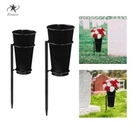 Fenteer Cemetery Vase Flower Arrangement Holder with Metal  Stand And Iron Stake for Artificial Or F