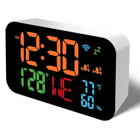 Tuya WiFi Desktop Clock Calendar Intelligent Thermometer Hygrometer with Digital LED Display Support