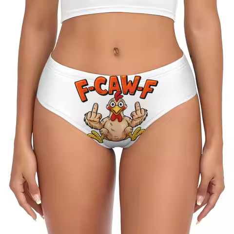 Custom Women's Funny F-Caw-F Chicken FCAWF Panties Underwear Female Stretch Brief Panties Briefs Und