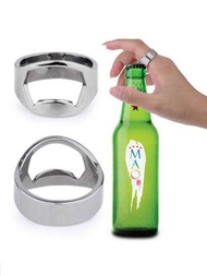 1入組銀色不鏽鋼指環瓶開器,適用於啤酒、蘇打水、果汁瓶