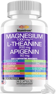 Magnesium Complex 1000mg L Theanine 200mg Apigenin 50mg Supplement with Mag Glycinate Citrate Malate