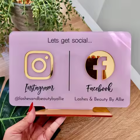 2 Icons Social Media Sign Business Acrylic Signage Customized Standing Sign Store Ornament Instagram