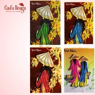 [Combo of 4] Ao Dai twisted paper Magnet 2, Handmade twisted paper refrigerator Magnet - Unique souv
